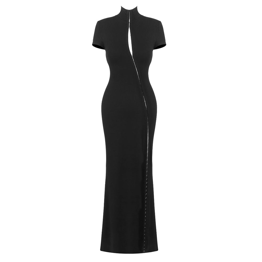 RULA BLACK HOLLOW OUT MAXI DRESS FOR WOMEN