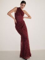 ANITA BURGUNDY LACE MAXI DRESS