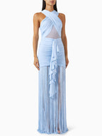 ALEXA LIGHT BLUE RUCHED MAXI DRESS