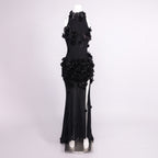 ALLY WHITE 3D FLORAL HALTER MAXI DRESS