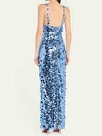 KELSEY BLUE SEQUINS MAXI DRESS