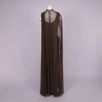 NOEMI BROWN SEQUIN EVENING MAXI DRESS