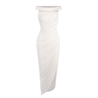 ANNA WHITE OFF SHOULDER MIDI DRESS