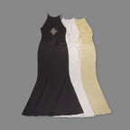 ANELIZE SEXY BACKLESS SATIN MAXI DRESS FOR WOMEN