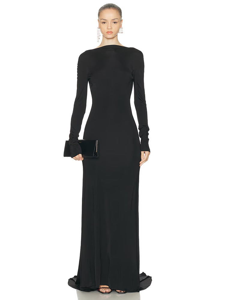 BONNIE BLACK BACKLESS MAXI DRESS