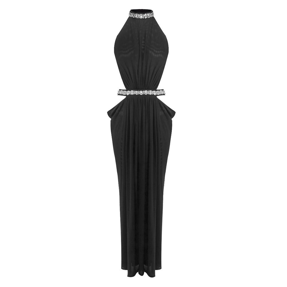 CHLOE HALTER NECK BACKLESS MAXI DRESS