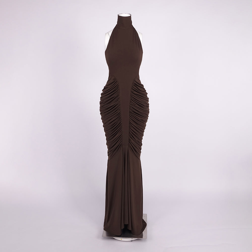 HELENA HALTER NECK SLEEVELESS MAXI DRESS