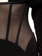 ELEANOR BLACK DIAMOND MESH MAXI DRESS