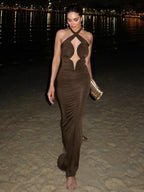 DOROTHY BROWN HALTER MAXI DRESS