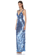 KELSEY BLUE SEQUINS MAXI DRESS