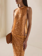BONNIE ORANGE SEQUINS MAXI DRESS