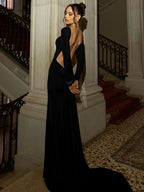 BONNIE BLACK BACKLESS MAXI DRESS