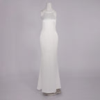 ANELIZE SEXY BACKLESS SATIN MAXI DRESS FOR WOMEN