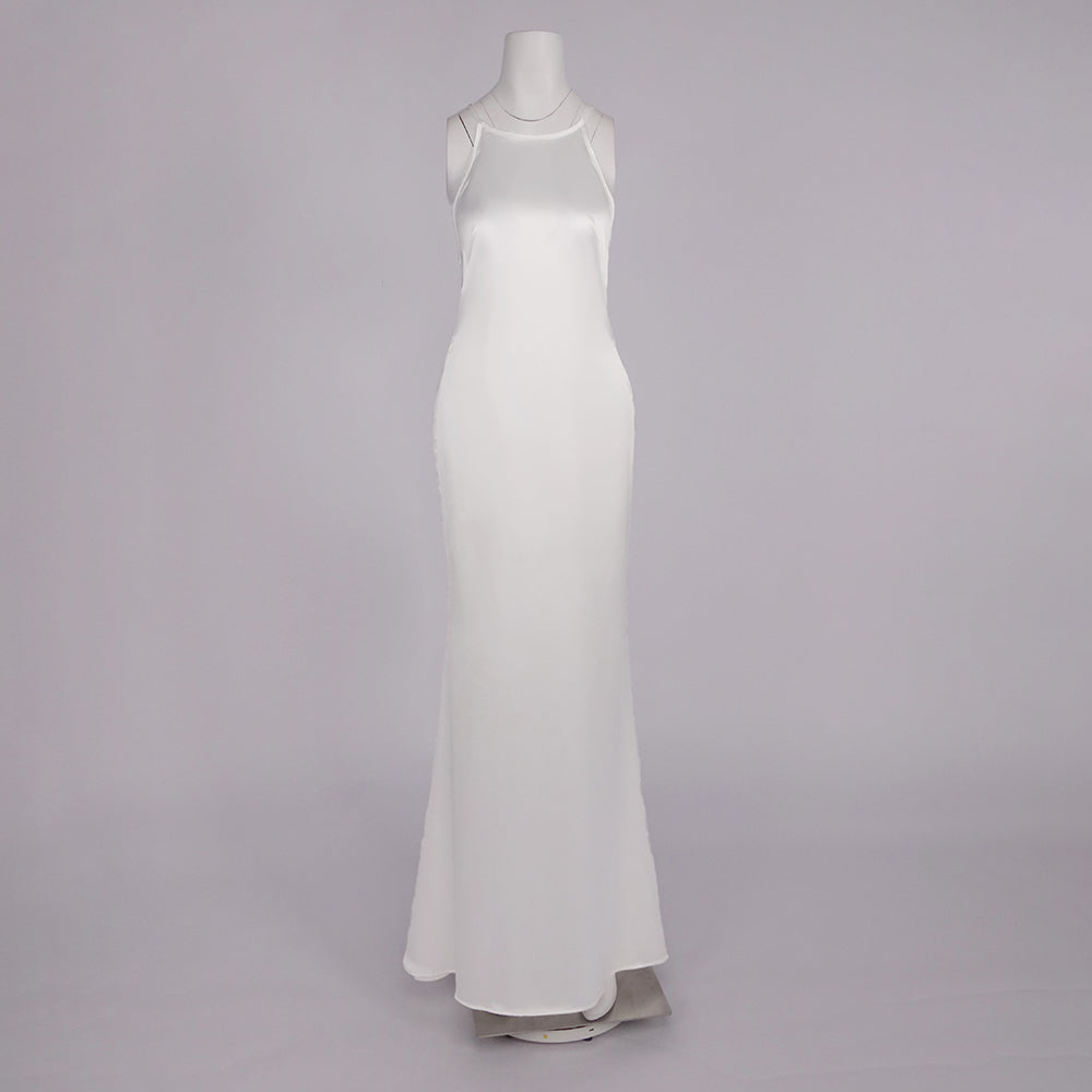 ANELIZE SEXY BACKLESS SATIN MAXI DRESS FOR WOMEN