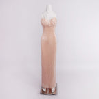 CHRISTINE NUDE SEQUIN STRAPLESS MAXI DRESS