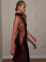 Carregar imagem no visualizador da galeria, KENLINDA BROWN MESH DRESS
