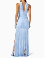ALEXA LIGHT BLUE RUCHED MAXI DRESS
