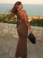 DOROTHY BROWN HALTER MAXI DRESS