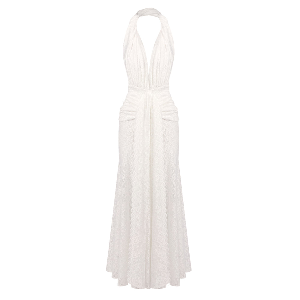 MANDY LACE HALTER MAXI DRESS