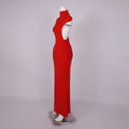 NADA RED BIG OPEN BACK MAXI DRESS