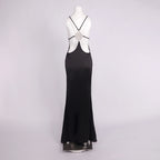 ANELIZE SEXY BACKLESS SATIN MAXI DRESS FOR WOMEN