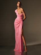 CHLOE PINK ONE-SHOULDER MAXI DRESS