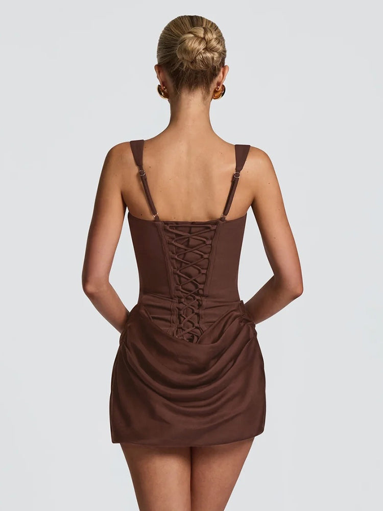 DANA CORSET RUCHED SLING MINI DRESS