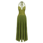 AROTURE OLIVE GREEN HALTER MAXI DRESS