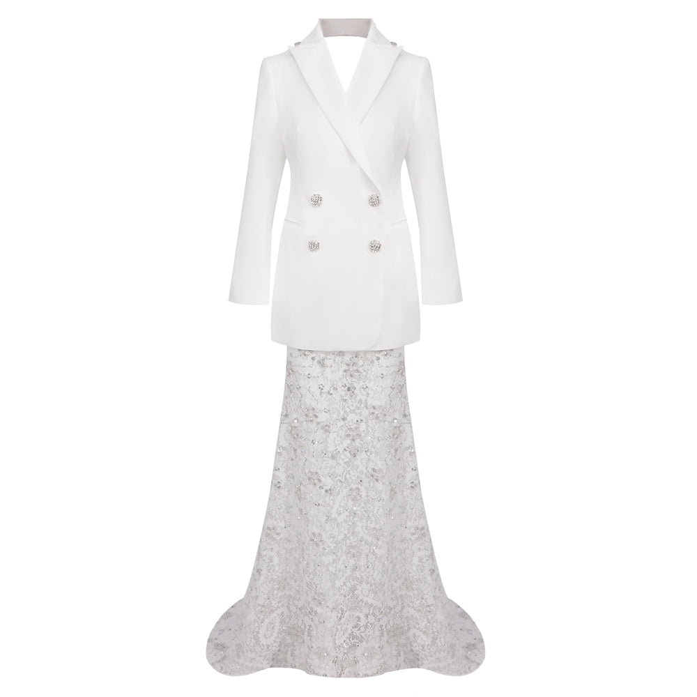 VICKY WHITE TWO-PIECE DRESS SET