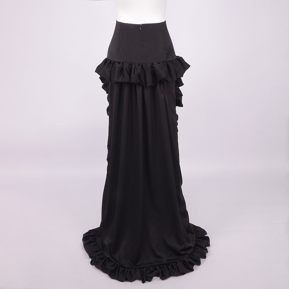 DELISA BLACK HIGH WAIST RUFFLE SKIRT