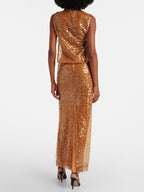 BONNIE ORANGE SEQUINS MAXI DRESS