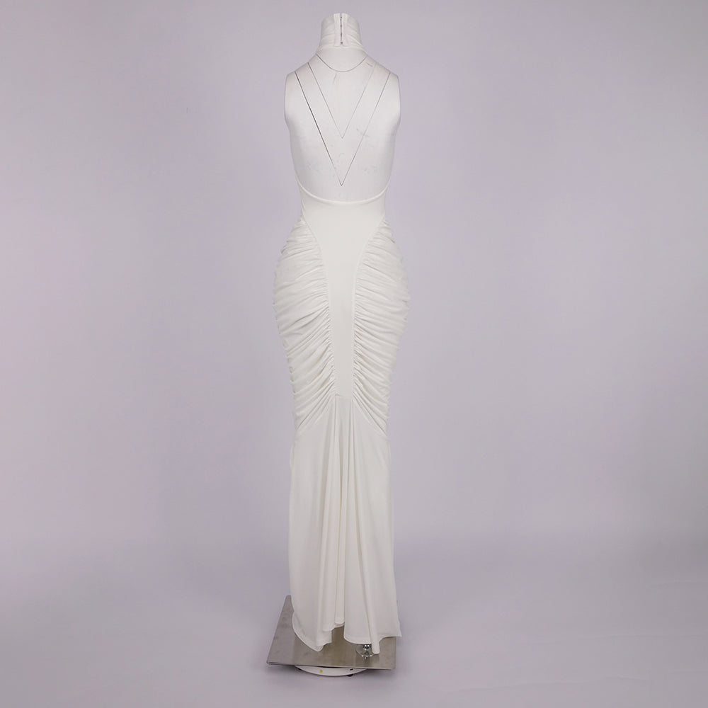 HELENA HALTER NECK SLEEVELESS MAXI DRESS