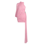 ZAIDA WHITE DRAPED ONE SHOULDER MINI DRESS