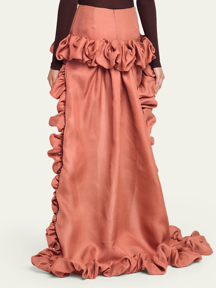 DELISA BLACK HIGH WAIST RUFFLE SKIRT