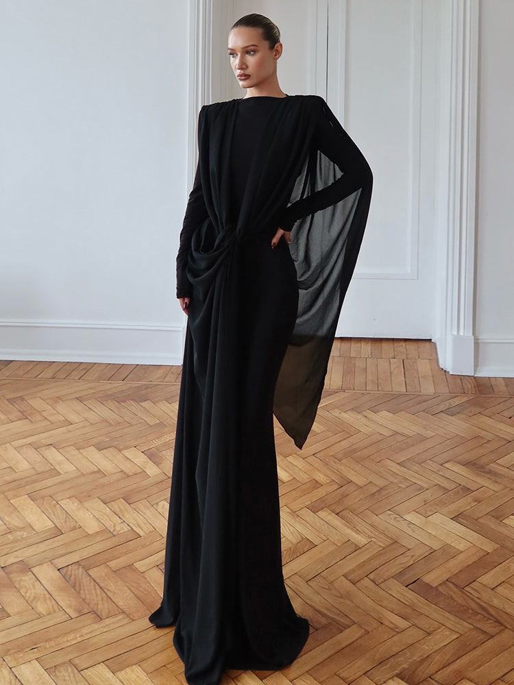 DIANA ELEGANT WHITE LONG SLEEVE MAXI DRESS