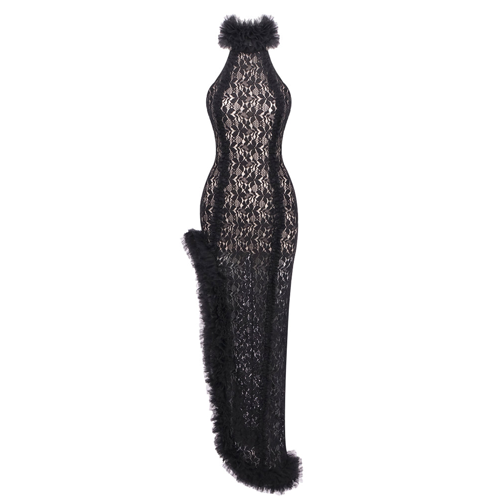 CHERYL BLACK LACE MAXI DRESS