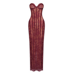 NORA BLACK LACE CORSET MAXI DRESS