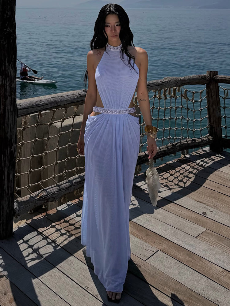 CHLOE HALTER NECK BACKLESS MAXI DRESS