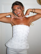 EMILY WHITE STRAPLESS TOP & PANTS SET