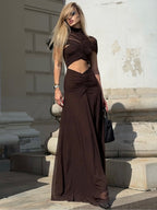 KYLIE BROWN HOLLOW OUT MAXI DRESS