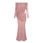 BIANKA ELEGANT OFF SHOULDER PINK MAXI DRESS