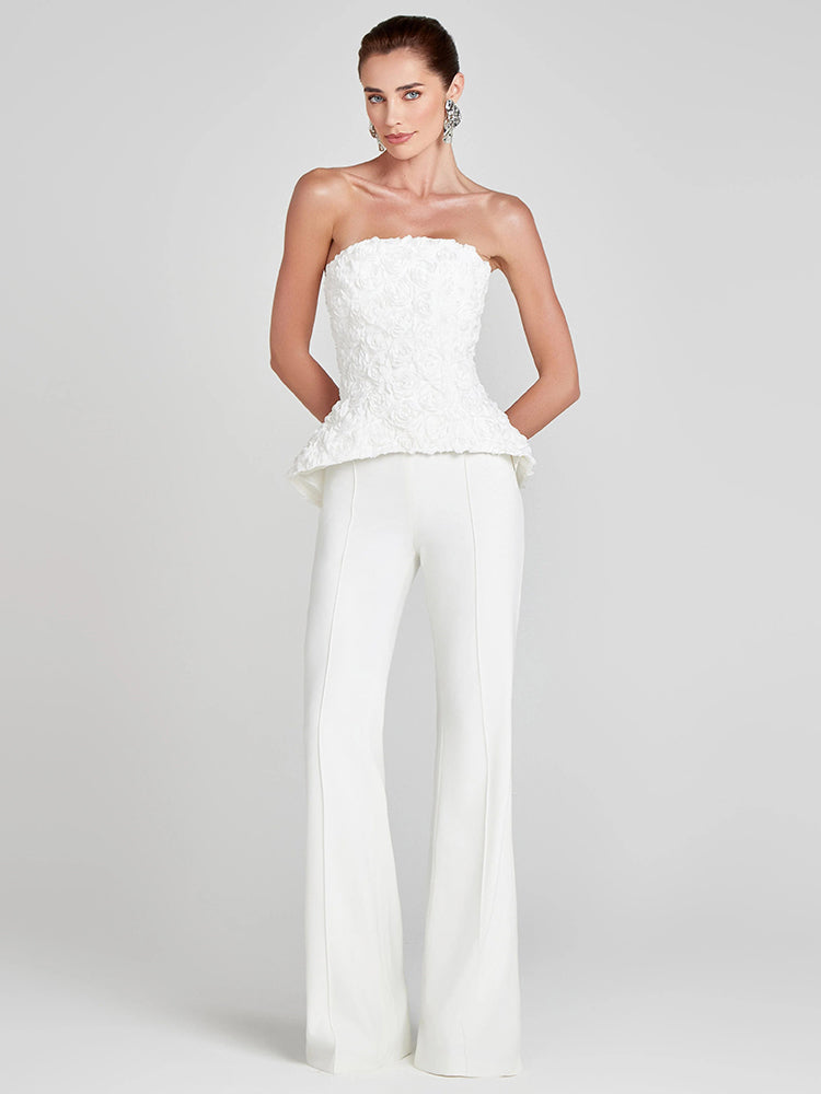EMILY WHITE STRAPLESS TOP & PANTS SET