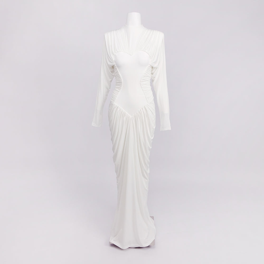 ANAIZ WHITE LONG SLEEVE MAXI DRESS