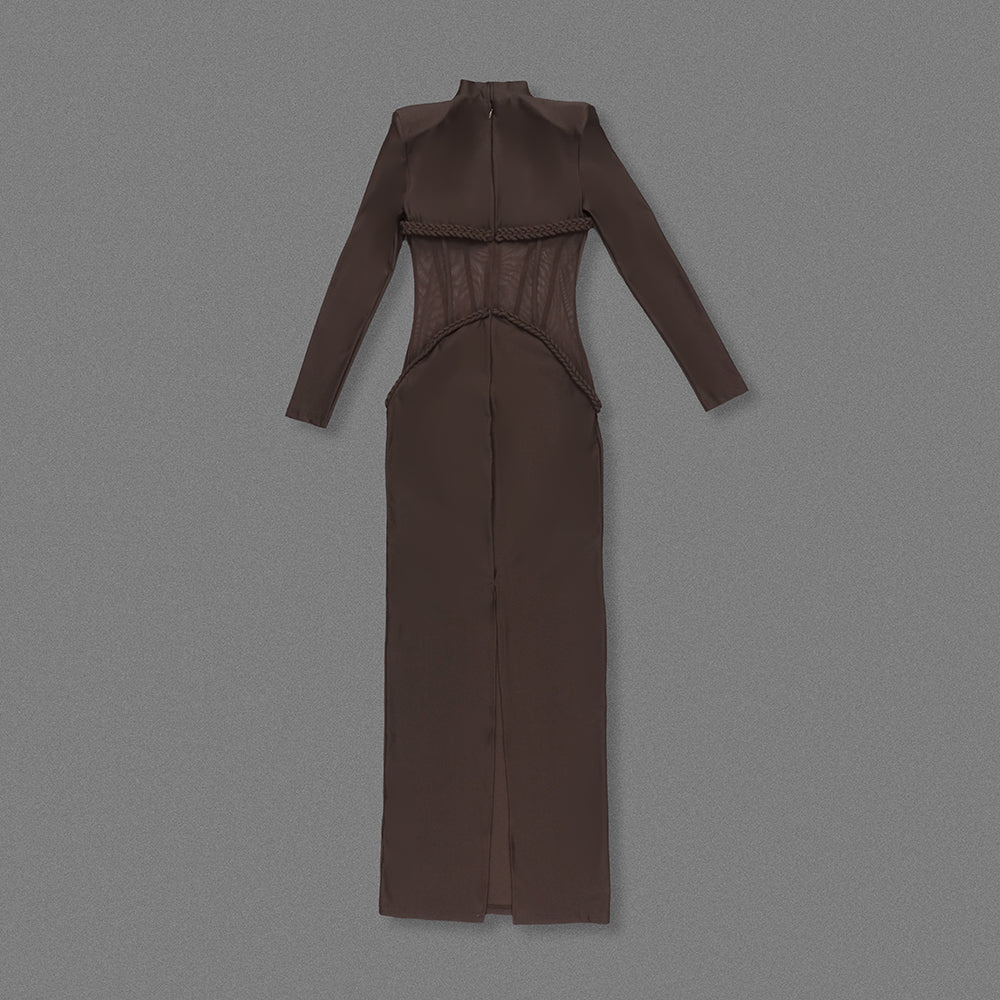 JAMACY BROWN MESH DRESS