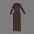 JAMACY BROWN MESH MAXI DRESS