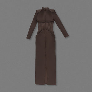 JAMACY BROWN MESH DRESS