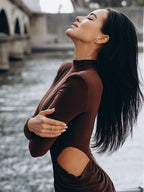 FAITH BROWN HIGH NECK MAXI DRESS