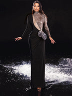 TINA BLACK LEOPARD LONG DRESS GOWN