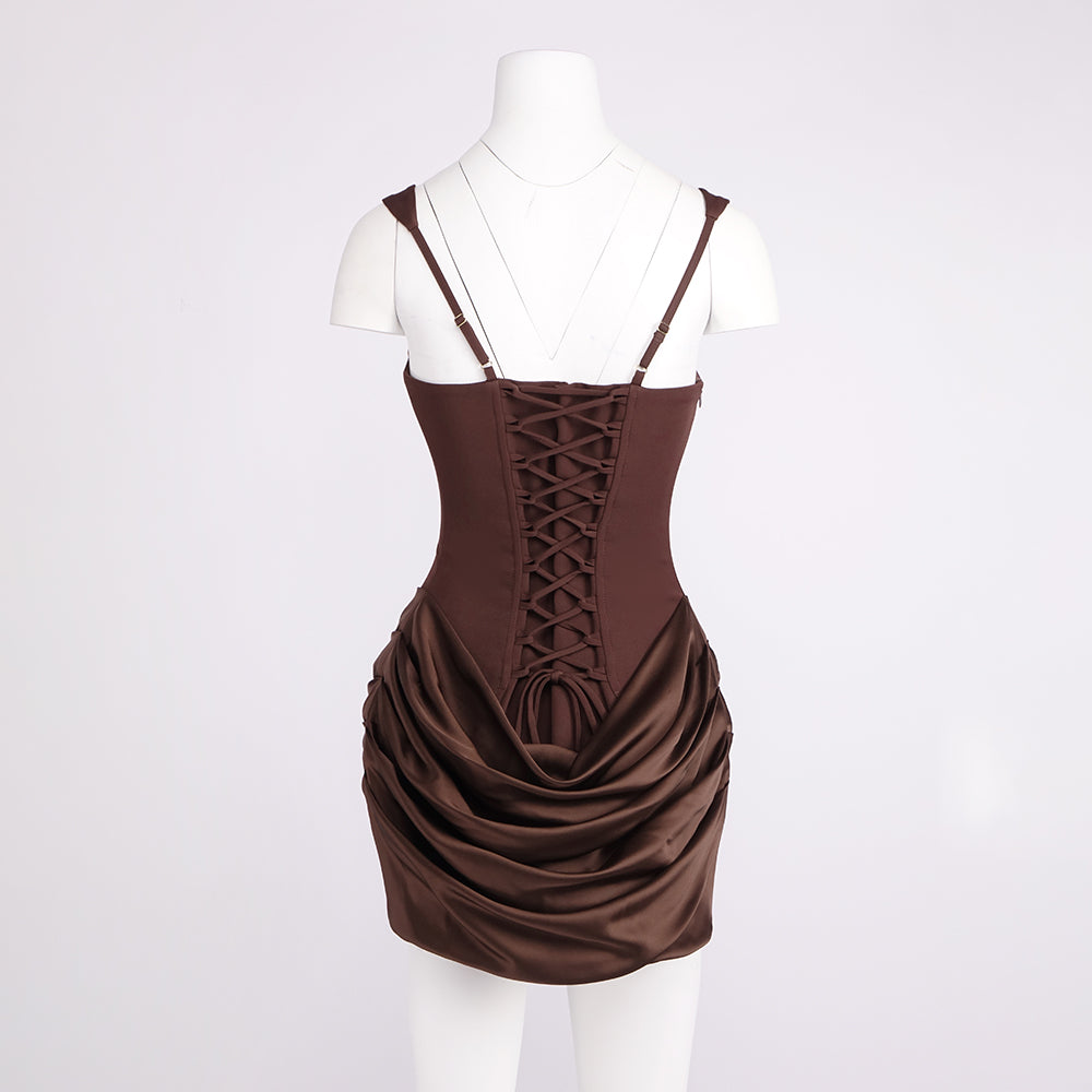 DANA CORSET RUCHED SLING MINI DRESS