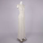 DANIELLE WHITE SEQUIN BACKLESS MAXI DRESS